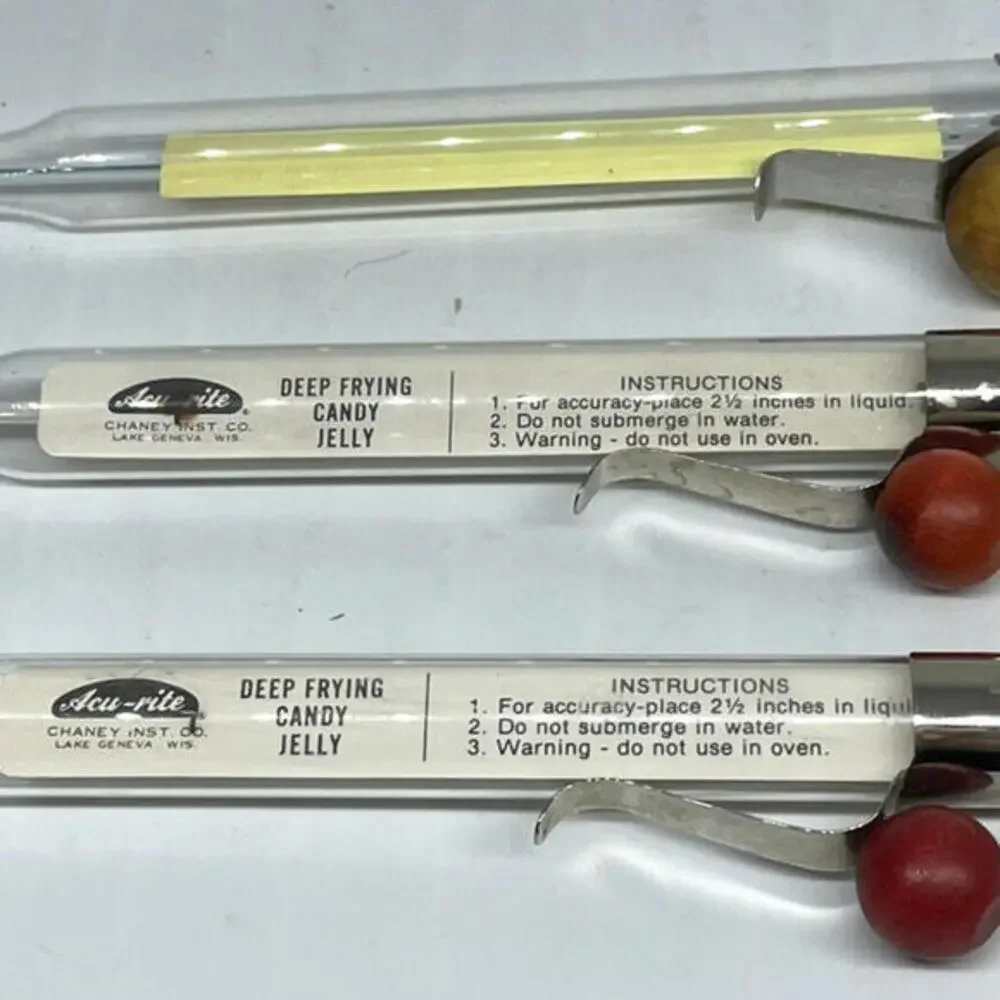 Candy Deep Fat Glass Kitchen‎ Thermometer LOT of 3 Chaney Acu-Rite Vintage